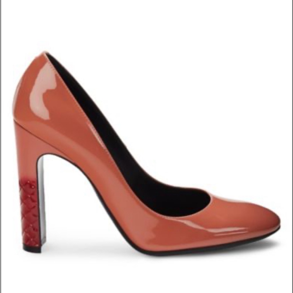 New Bottega Veneta Heels Womens Patent Leather Pumps Size 4 Pink Hibiscus